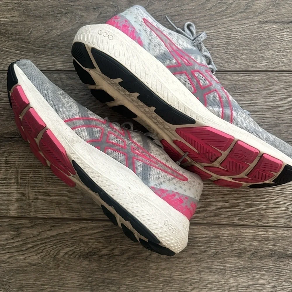 ASICS shoes, size 10 1/2 gray pink yellow Gel-Kayano Lite